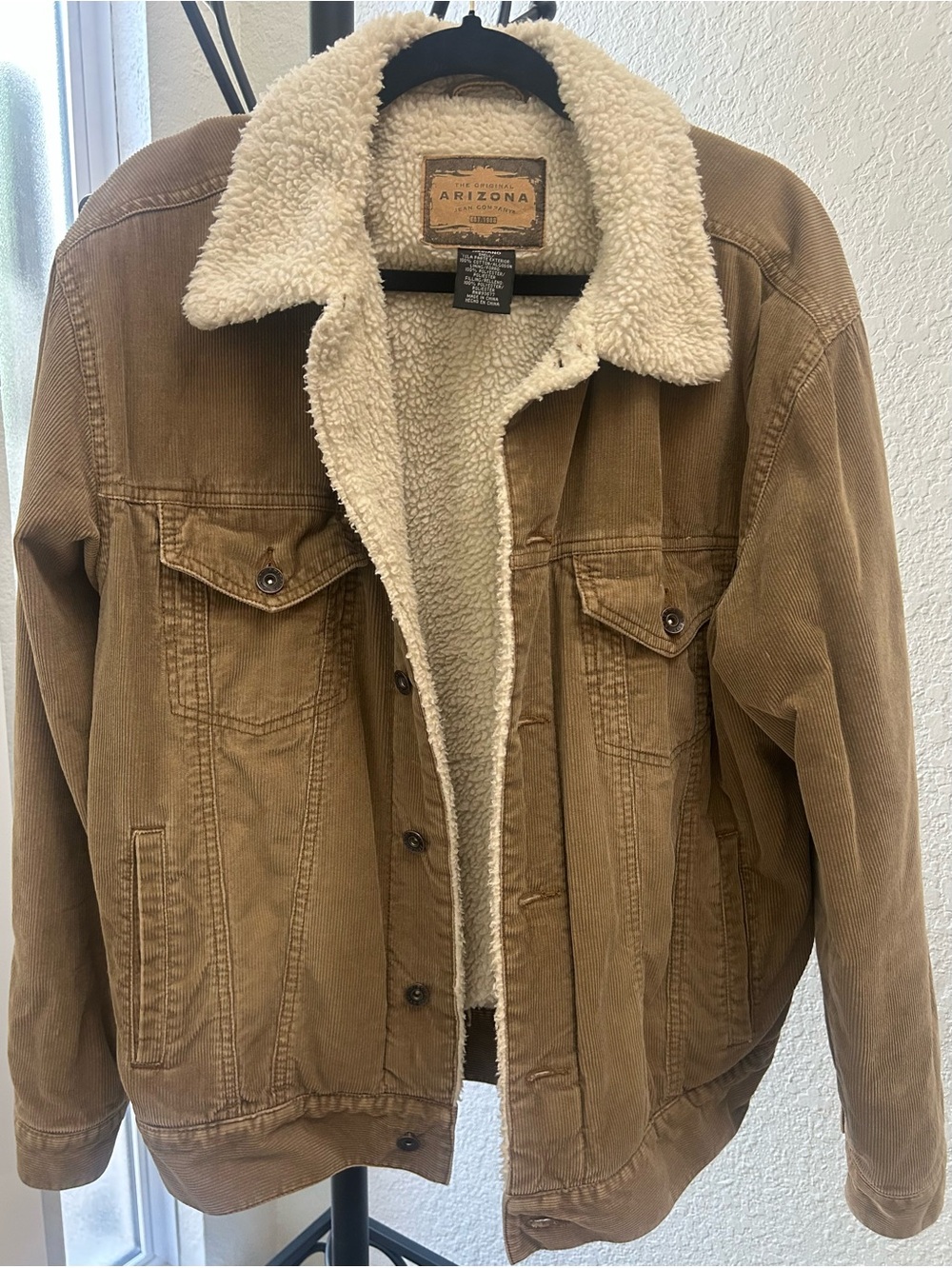 Arizona Jean Company Tan Corduroy Sherpa-Lined Jacket
